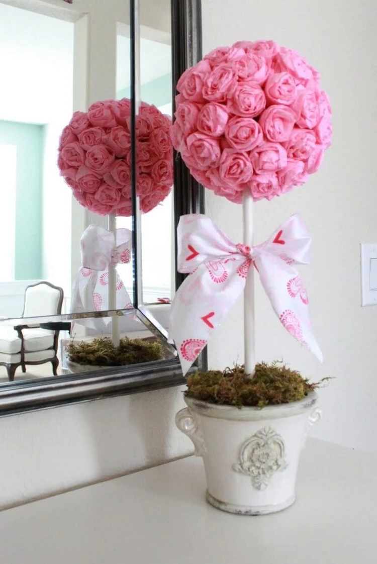 paper roses topiary flowers valentines day ideas