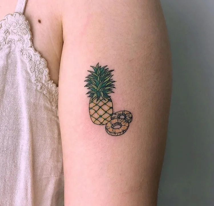 pineapple arm tattoo_sliced pineapple tattoo