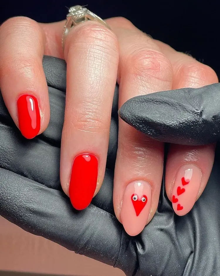 playful manicure trends 2023 valentines day nail art cute idea