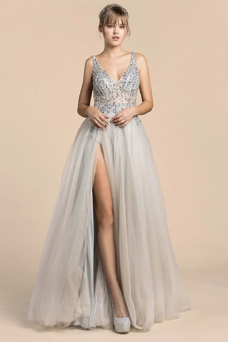 prom dresses trends 2023 sparkle gray gown with sequins ideas