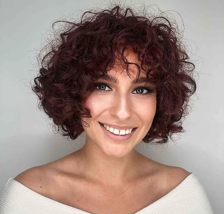 rounded bob with bangs curly bob hairstyles trend