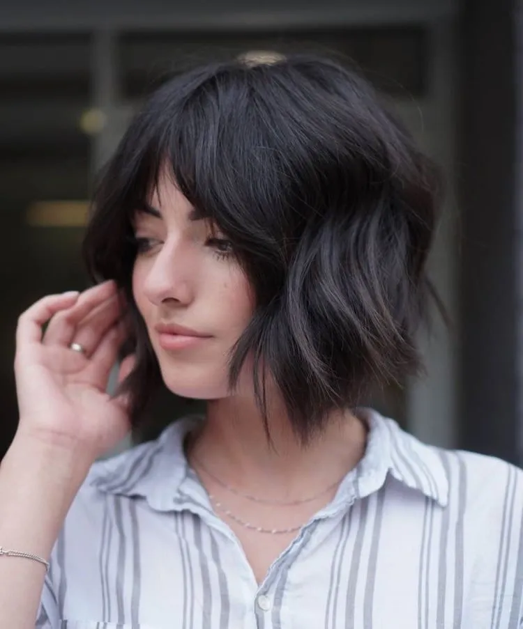 short inverted bob with curtain bangs trendy hairstyles