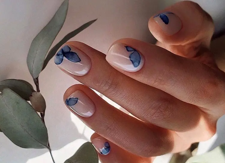 short nails ideas nail art and deisgn tips manicure 2023 blue and pink butterfly