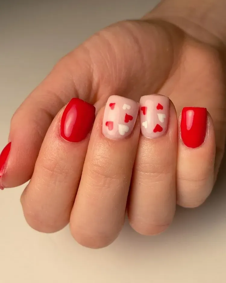 short square nails valentine's day manicure idea