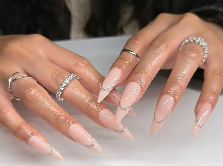 simple nail design for long nails art sparkly light pink shade