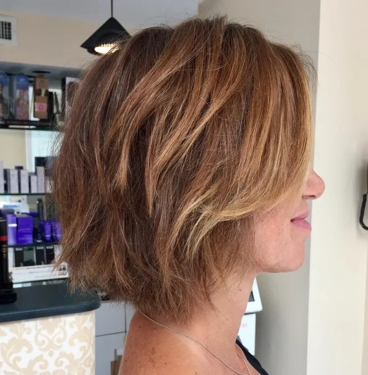 trendy layered bob for women over 50
