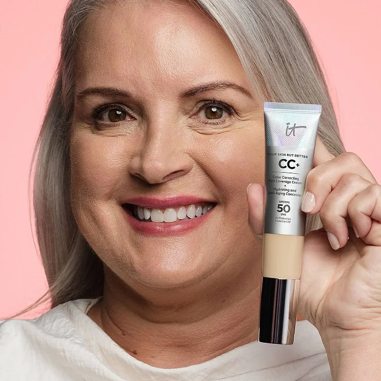 use cc bb dd cream makeup mature skin women 50 years old to look younger