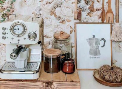 wallpaper vintage coffee machine beige colors
