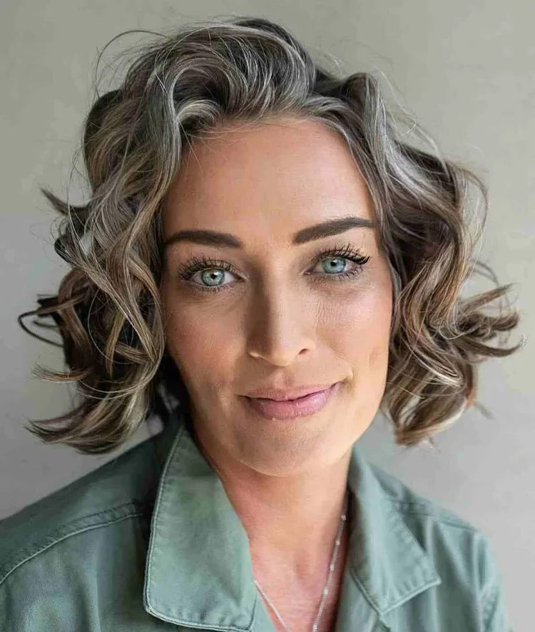 wavy curly bob hairstyle for women over 40 50 hair trends