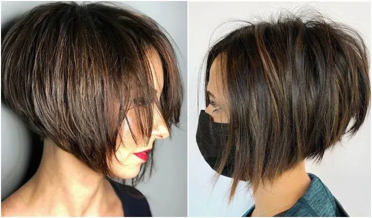 wear a stacked inverted bob messy look to avoid a Karen effect