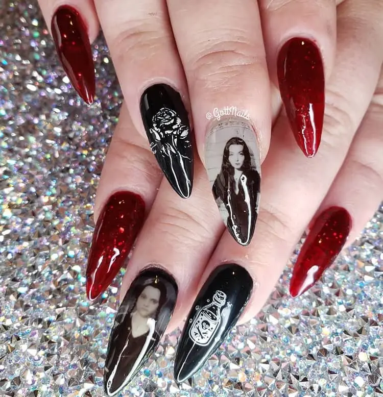 wednesday addams nails_gothic nails