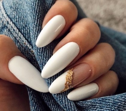 white nails january 2023 trends designs art decorations gold marble foil what manicure to do next