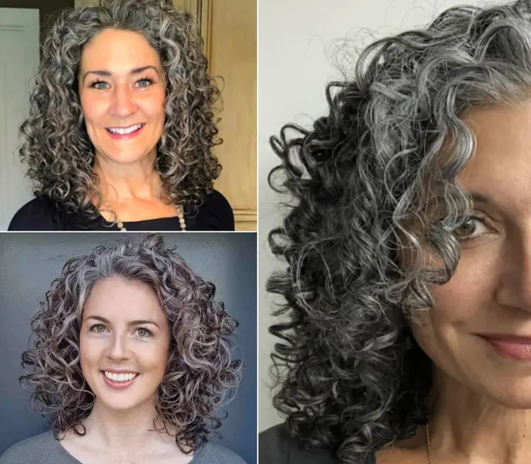 Gray lob for curls provides dimension and dynamics in hairstyling