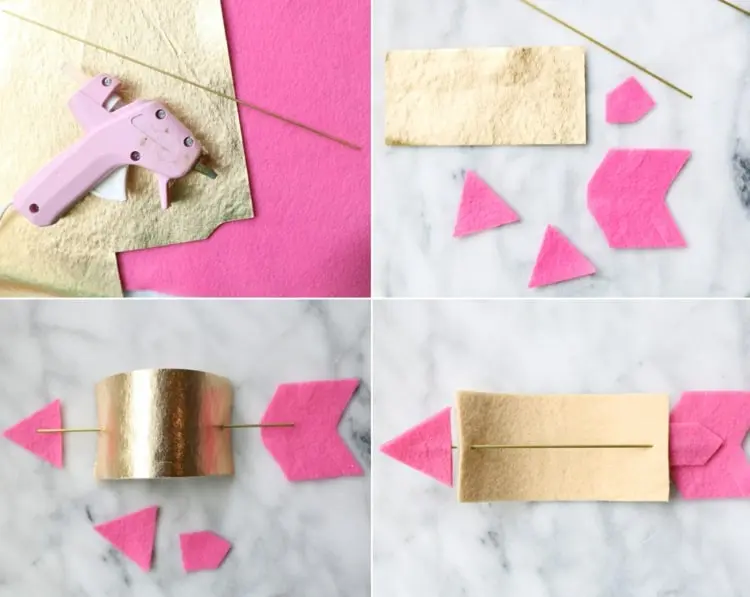 Making Valentine's Day table decorations to express love Cupid's arrow napkin holder