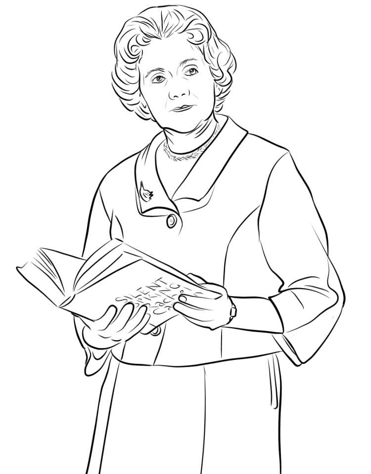 Rachel Carson famous environmentalist coloring page Women's History Month