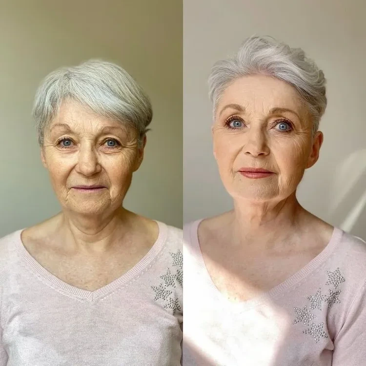 Wavy Swept Back Hairstyle for Ladies with Gray Hair short haircuts for women over 60