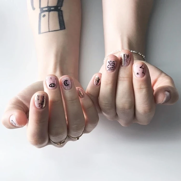 astrology nail design minimalist nail art constellation