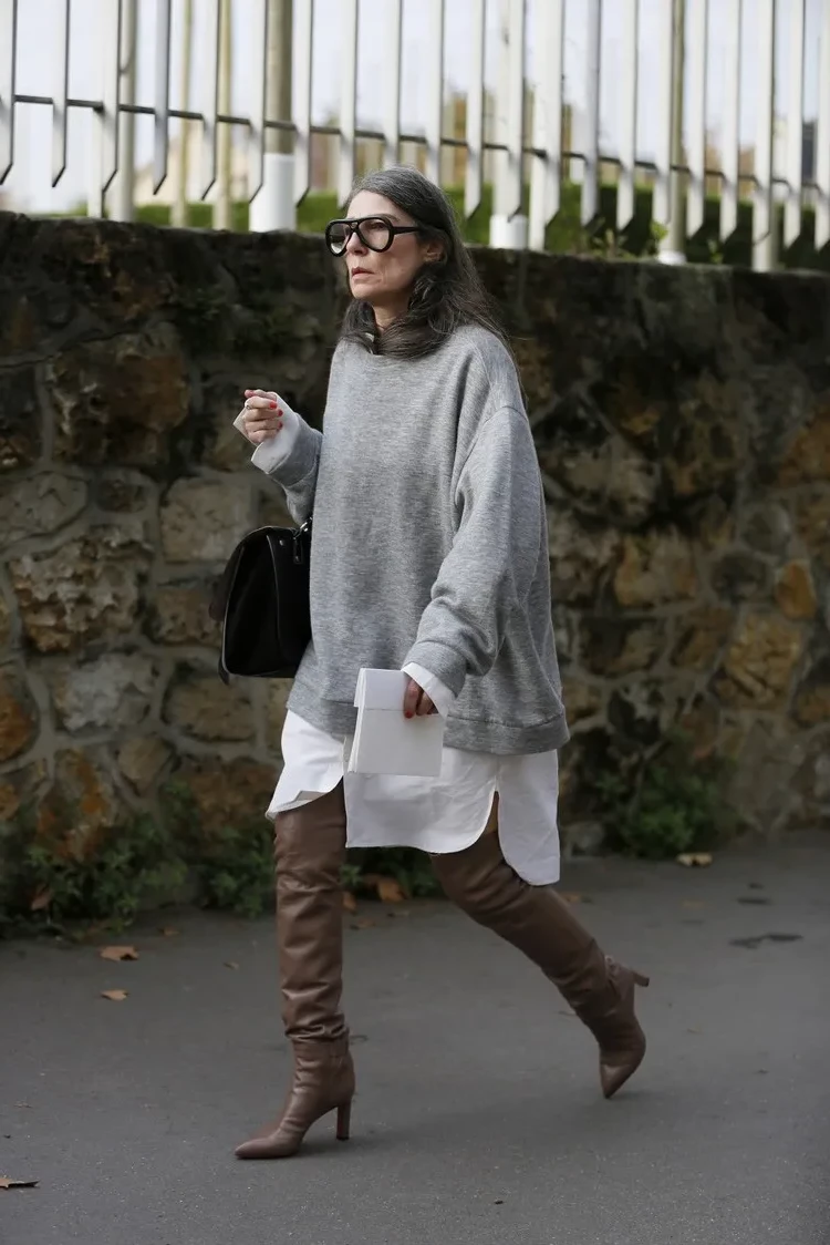 can you wear thigh high boots at 50 winter outfit idea chic oversize dress