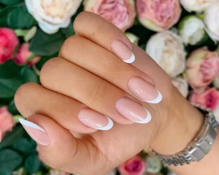 classical french manicure with white tips easy trendy chic elegant