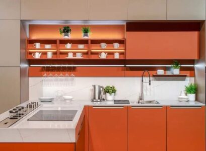 common color orange according to color psychology suitable for small kitchens