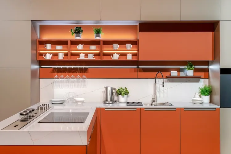 common color orange according to color psychology suitable for small kitchens