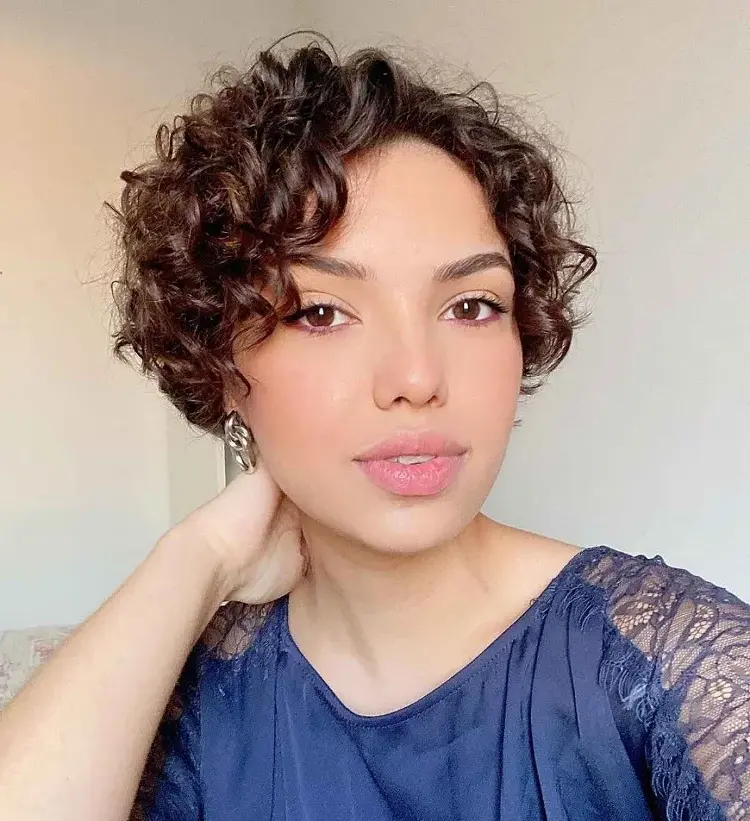curly pixie haircut for women with short hair