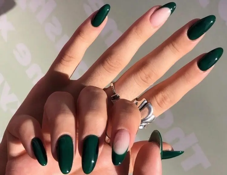 dark green french tip nail design