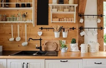 decorate a kitchen wall shelf wood panels trend 2023