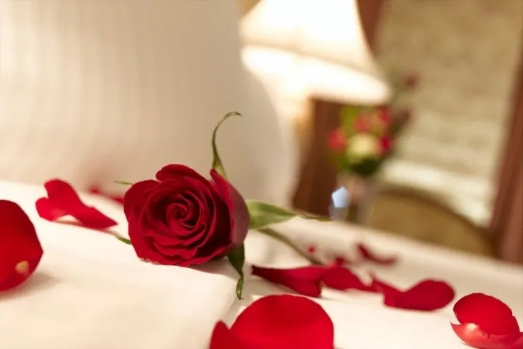 decoration-ideas-valentine's-day-bedroom-bed-rose-blue-red-bedlinen-romantic