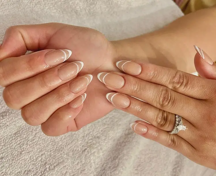 double french tip manicure wedding nails bridal