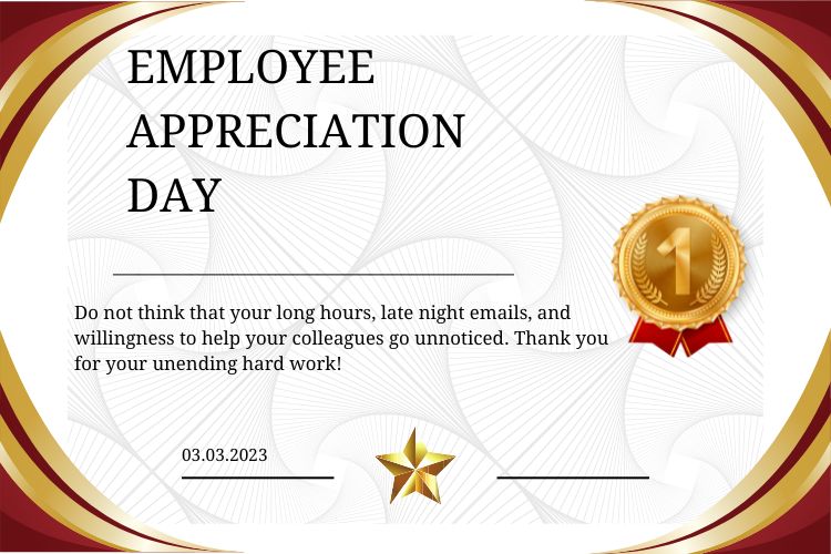 employee apreciation day certificate for the best 2023
