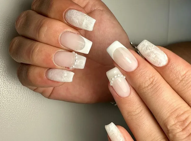 french manicure for a wedding nails ideas trends 2023 square shape