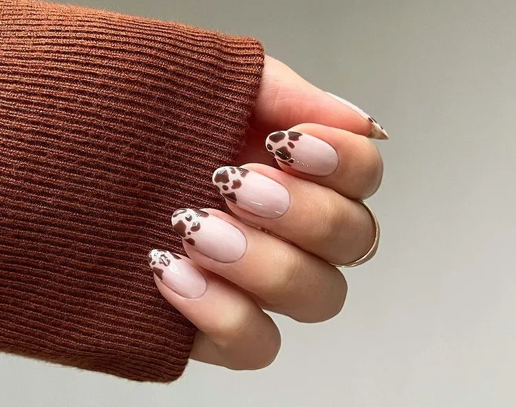 french nails with animal print ideas 2032