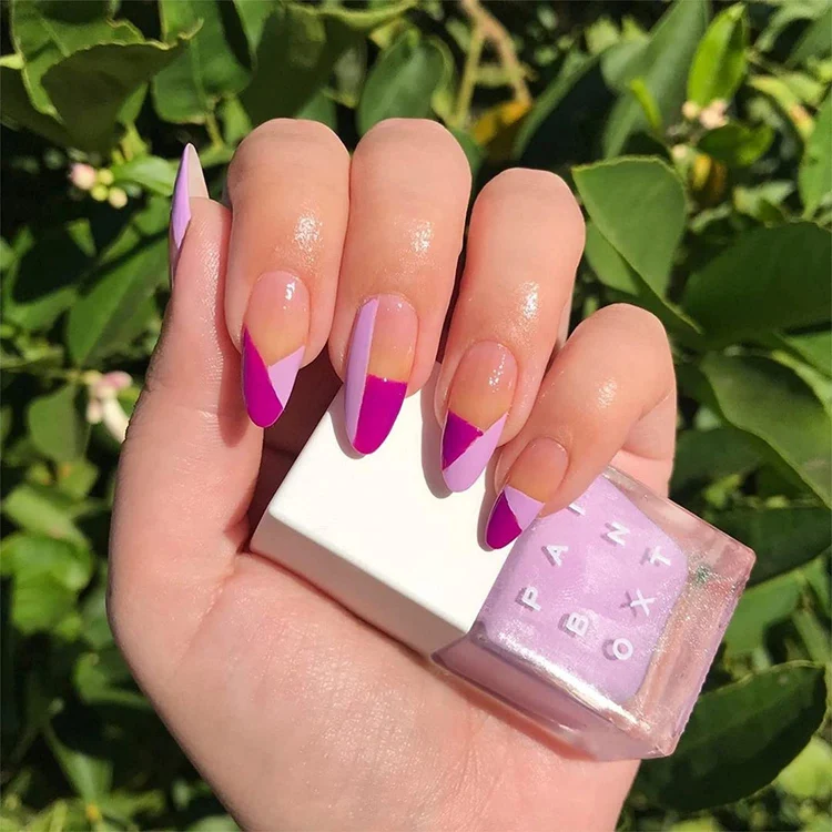 glossy purple french nails unusual manicure design