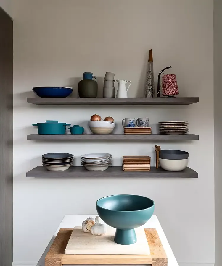 Decorate A Kitchen Wall Shelf Kitchen Shelf Ideas For A Trendy And   Grey Minimalist Simple Wood Shelves Decorate A Kitchen Wall Shelf.webp