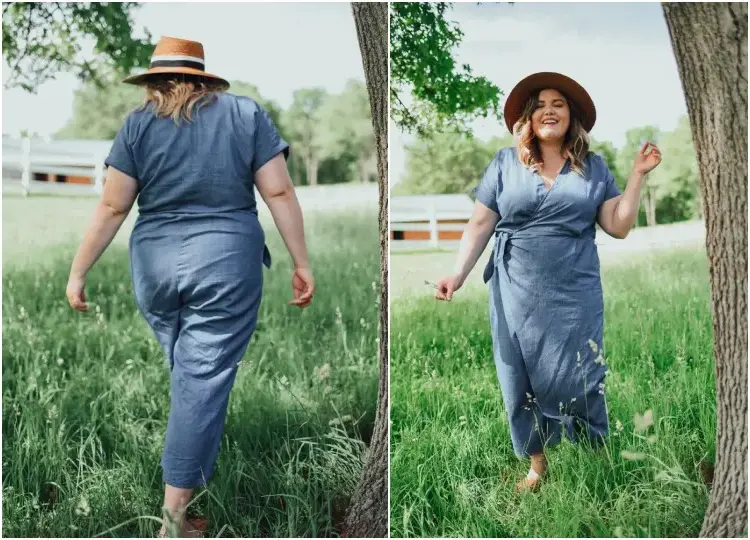 hide back fat rolls with a wrap dress curvy women fashion tips 2023