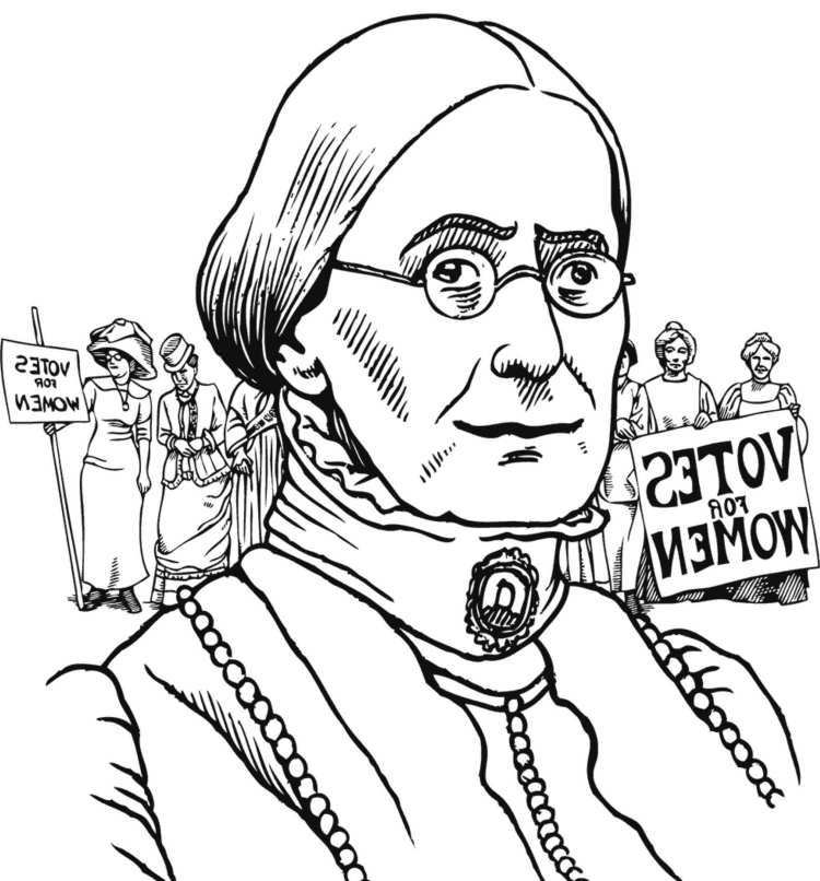 historical figure Susan B Anthony coloring page