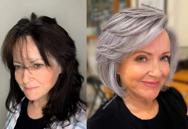 layered bob for gray hair makes a great statement