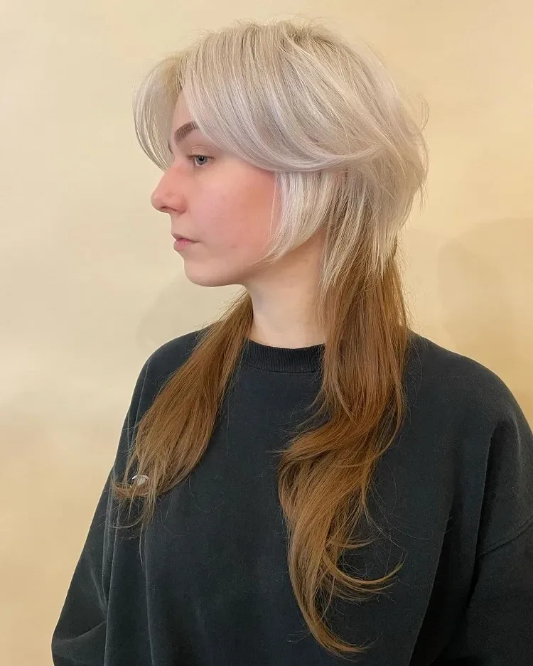 long two-tone jellyfish hair platinum blonde brown