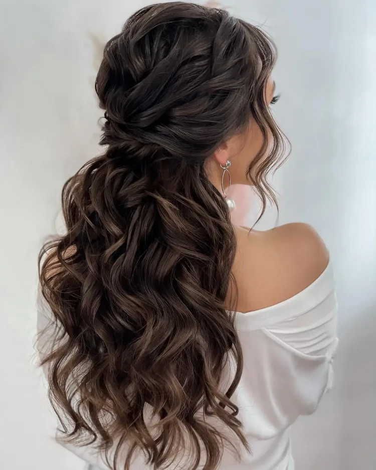 long wavy hair dark brown feminine hairstyle