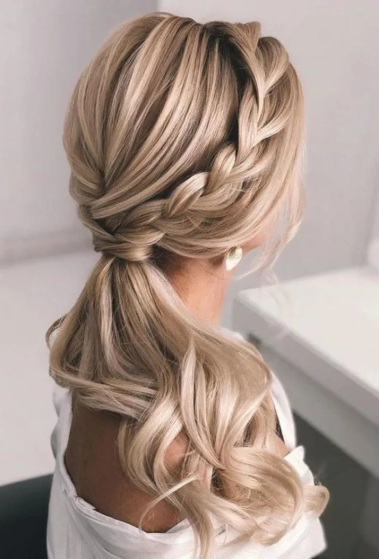 low ponytail simple braid at the side cute hairstyle