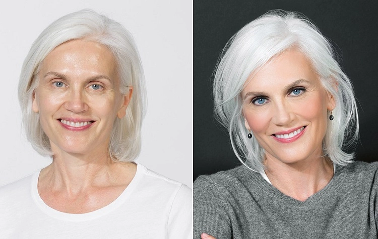 makeup women at 50 before after