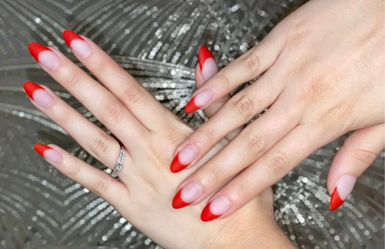 matte red french tip nails modern stylish option for red-nail lovers