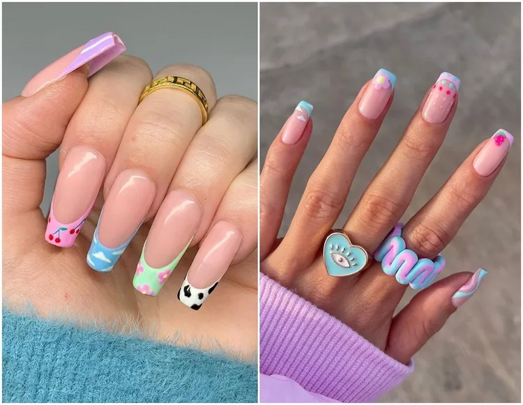 mix and match nail art in pastel shades