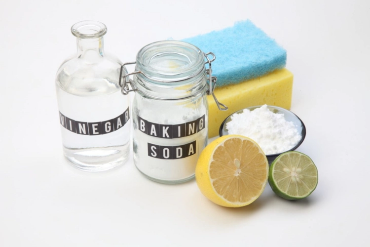 natural cleaning products don't harm the finish of kitchen cabinets