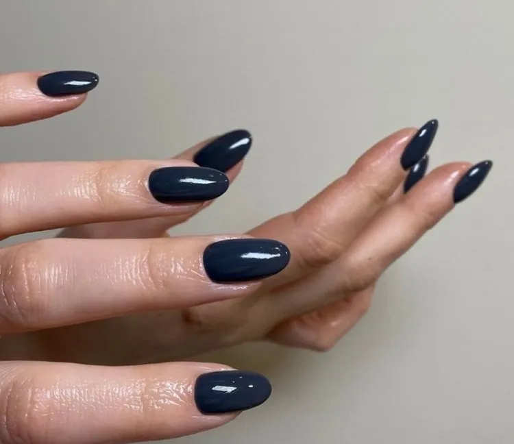 navy blue nails old money aesthetic