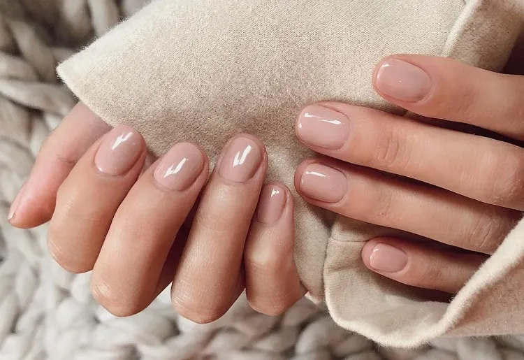 nude nail polish short rounded nails women over 70