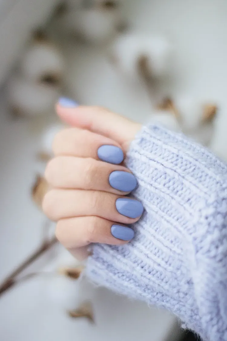 pastel blue nail polish for 70-year-old women