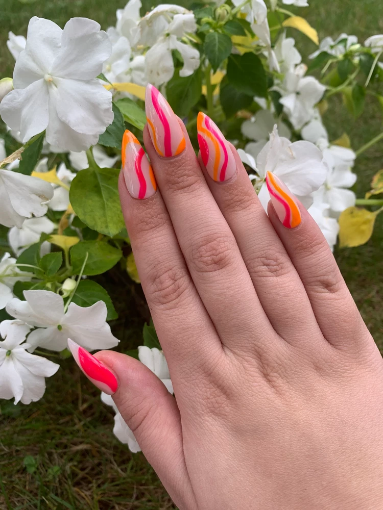 pink and orange nail art abstract nail designs