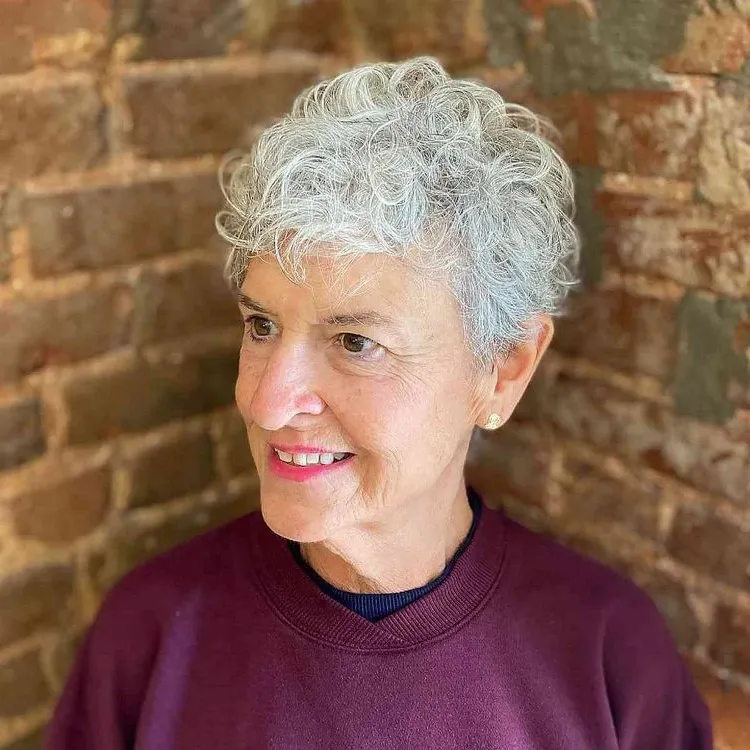 pixie haircut for curly fine hair women over 60